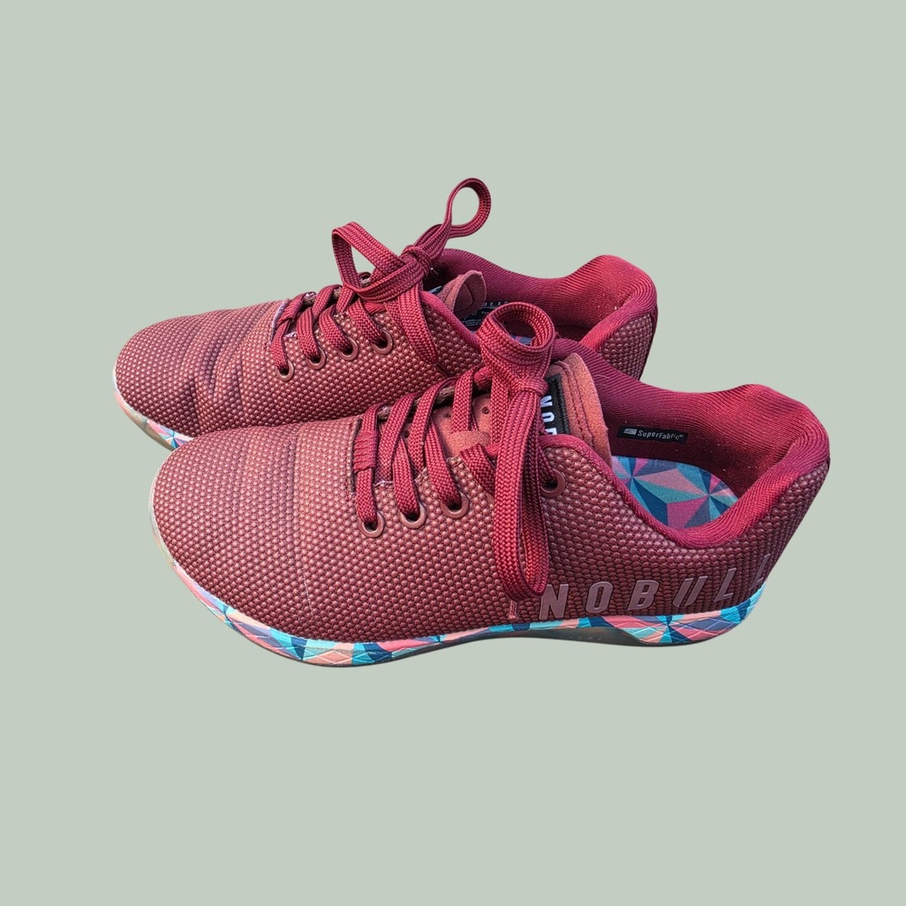 NOBULL Trainer Womens 7 Burgundy SuperFabric Geometric Prism Sole CrossFit Shoe